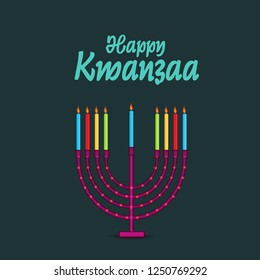 Vector illustration of a Background for Kwanzaa with Traditional Colored Candles Representing the Seven Principles.