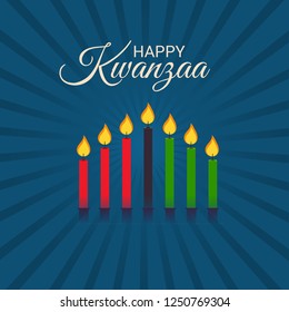 Vector illustration of a Background for Kwanzaa with Traditional Colored Candles Representing the Seven Principles.