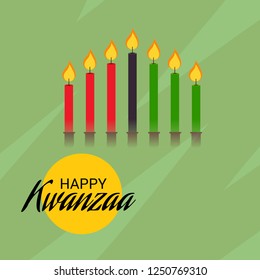 Vector illustration of a Background for Kwanzaa with Traditional Colored Candles Representing the Seven Principles.