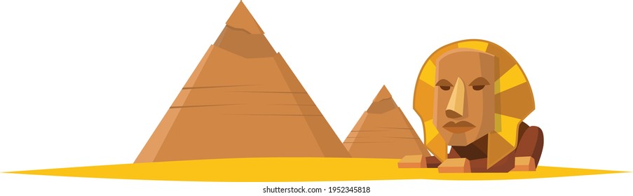Vector illustration background landscape building pyramid and spinx egypt on white background