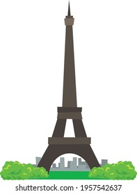 Vector illustration background landscape building eifel tower paris france on white background