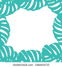 Vector illustration. Background with leaves of tropical monser with space for text