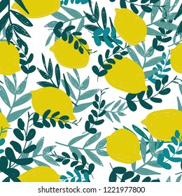 vector illustration. background lemons and leaves