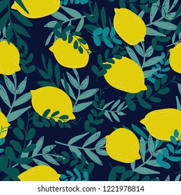 vector illustration. background lemons and leaves