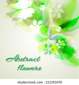 Vector illustration of background with light green abstract flowers