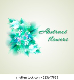 Vector illustration of background with light green abstract flowers