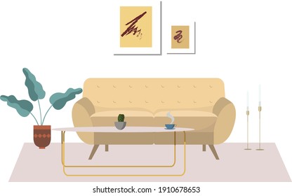 Vector illustration Background living room minimalist