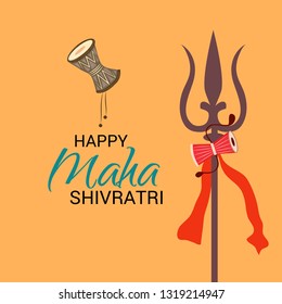 Vector illustration of a background for Lord Shiva, Indian God of Hindu for text Maha Shivratri with the message Har Har Mahadev.