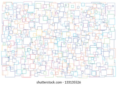 Vector illustration of background made of various size white squares with color border