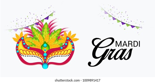 Vector illustration of a Background with a  Mask for Mardi Gras Carnival.