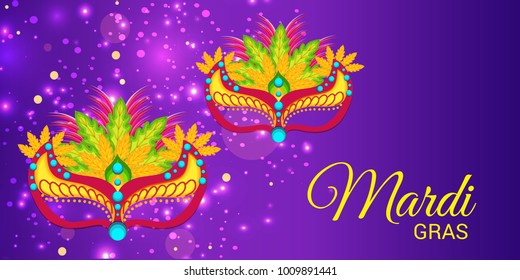 Vector illustration of a Background with a  Mask for Mardi Gras Carnival.