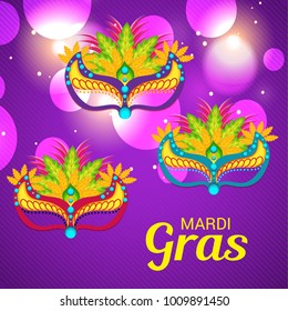 Vector illustration of a Background with a  Mask for Mardi Gras Carnival.