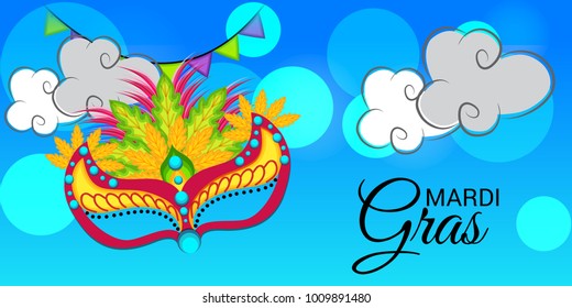 Vector illustration of a Background with a  Mask for Mardi Gras Carnival.