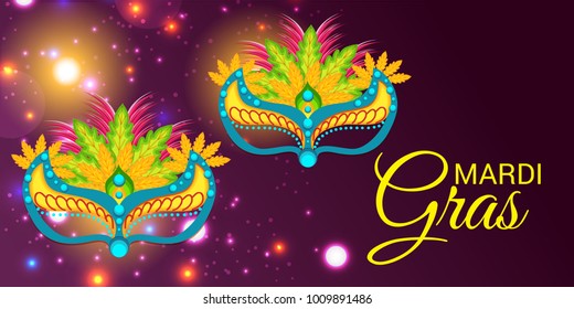 Vector illustration of a Background with a  Mask for Mardi Gras Carnival.
