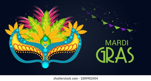 Vector illustration of a Background with a  Mask for Mardi Gras Carnival.