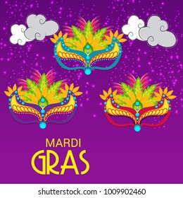 Vector illustration of a Background with a  Mask for Mardi Gras Carnival.