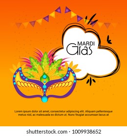 Vector illustration of a Background with a  Mask for Mardi Gras Carnival.