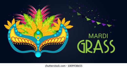 Vector illustration of a Background with a  Mask for Mardi Gras Carnival.