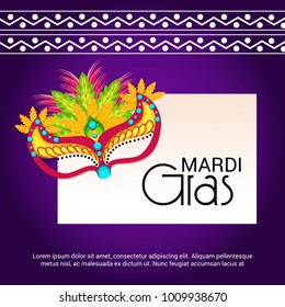 Vector illustration of a Background with a  Mask for Mardi Gras Carnival.