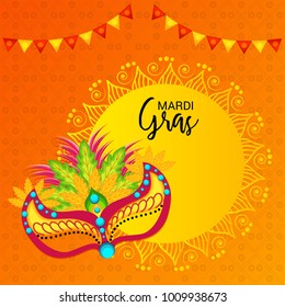Vector illustration of a Background with a  Mask for Mardi Gras Carnival.