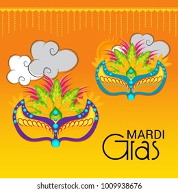 Vector illustration of a Background with a  Mask for Mardi Gras Carnival.