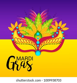 Vector illustration of a Background with a  Mask for Mardi Gras Carnival.