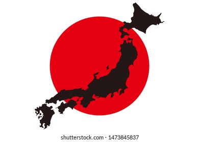 Vector illustration background material, japan flag, japan map, japan image, east asian region problems