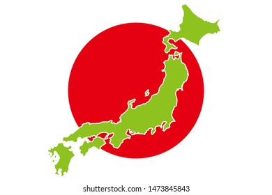 Vector illustration background material, japan flag, japan map, japan image, east asian region problems