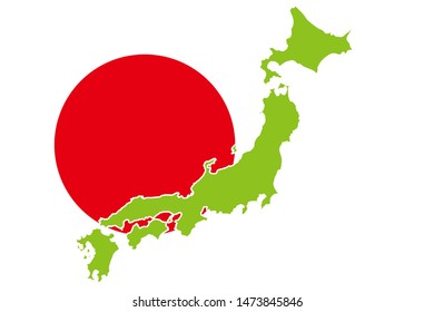 Vector illustration background material, japan flag, japan map, japan image, east asian region problems