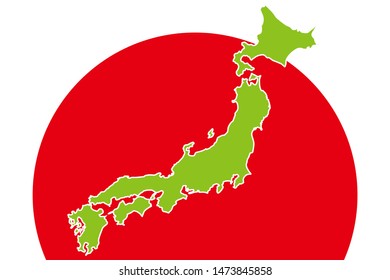 Vector illustration background material, japan flag, japan map, japan image, east asian region problems