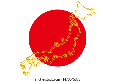 Vector illustration background material, japan flag, japan map, japan image, east asian region problems