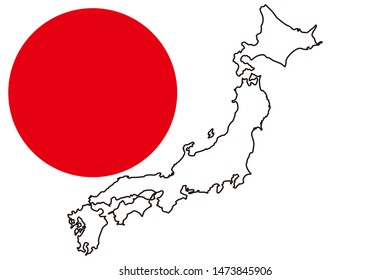 Vector illustration background material, japan flag, japan map, japan image, east asian region problems