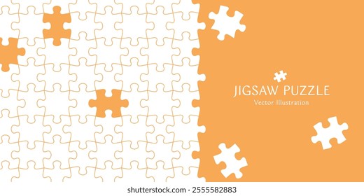 Vector illustration of background material of a jigsaw puzzle in the middle of being assembled