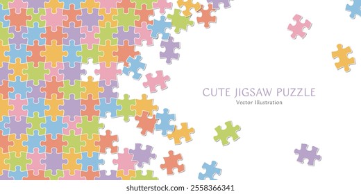 Vector illustration of background material of a jigsaw puzzle in the middle of being assembled