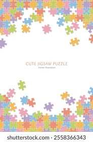 Vector illustration of background material of a jigsaw puzzle in the middle of being assembled