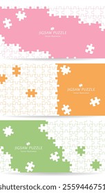 Vector illustration of background material of a jigsaw puzzle in the middle of being assembled