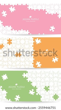 Vector illustration of background material of a jigsaw puzzle in the middle of being assembled