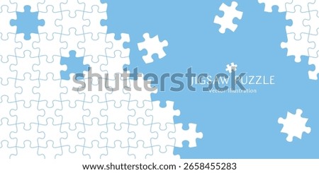 Vector illustration of background material of a jigsaw puzzle in the middle of being assembled