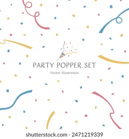 Vector illustration background material of a party with confetti and paper streamers flying out of a party popper : Square