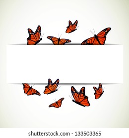 Ilustración vectorial de fondo con mariposas monarcas