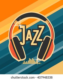 vector illustration background music of jazz and blues  headphones