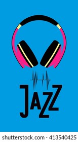 vector illustration background music of jazz and blues  headphones