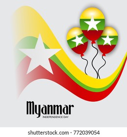 Vector illustration of a background for Myanmar Independence Day.