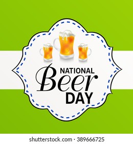 Vector illustration of a background for National Beer Day with beer mug.