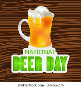 Vector illustration of a background for National Beer Day with beer mug.