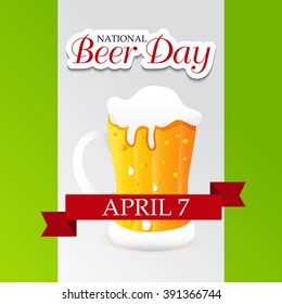 Vector illustration of a background for National Beer Day with beer mug.