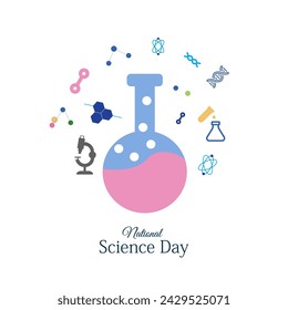 Vector illustration of a background for National Science Day. February 28. 