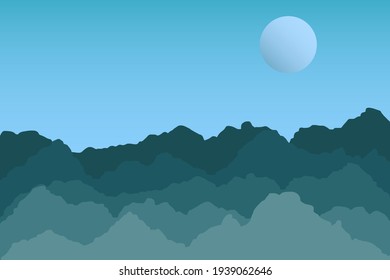 Vector illustration background with nature idea. The design background on greenish color that capture the natural beauty of mountains.