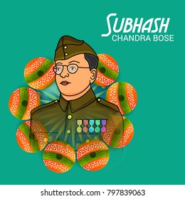 Vector illustration of a Background for Netaji Subhash Chandra Bose.