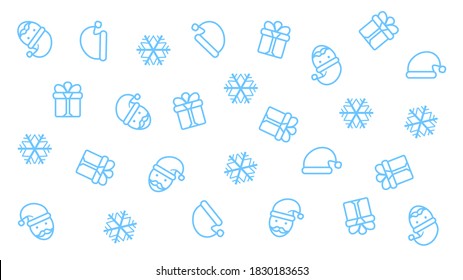 Vector illustration of the background for the new year 2021. Banner, postcard. Santa Claus, snowflakes, gift and holiday.